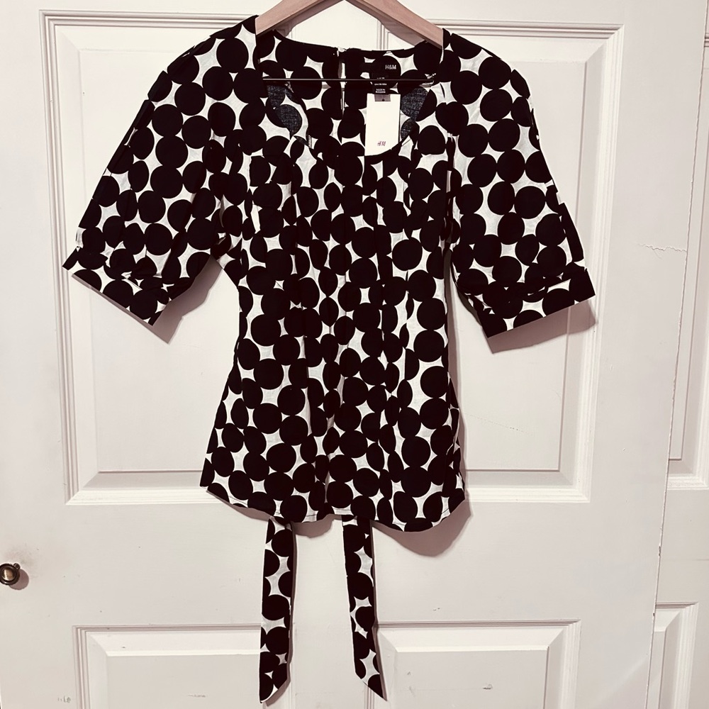 HM | Top | HM White Top with Black Polka Dots
